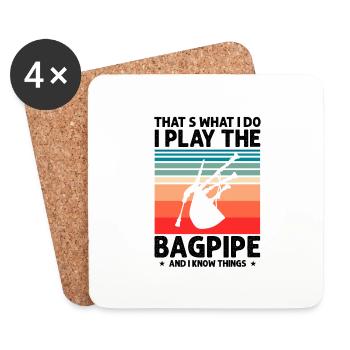 Bagpipe teacher quote and bagpipe players - Coasters (set of 4) - white - Front