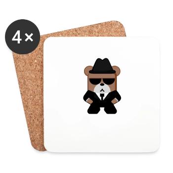 Bear Brown Bear Mafia Gangster - Coasters (set of 4) - white - Front