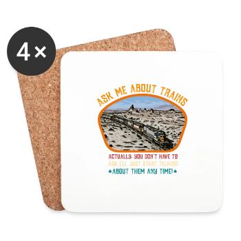 Posez-moi des questions sur les trains - Dessous de verre (lot de 4) - blanc - Devant