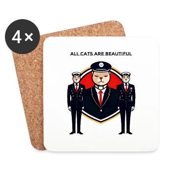 All cats are beautiful - Dessous de verre (lot de 4) - blanc - Devant