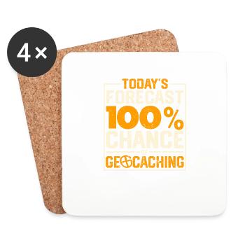 Today's prediction: 100% chance of geocaching fun - Coasters (set of 4) - white - Front