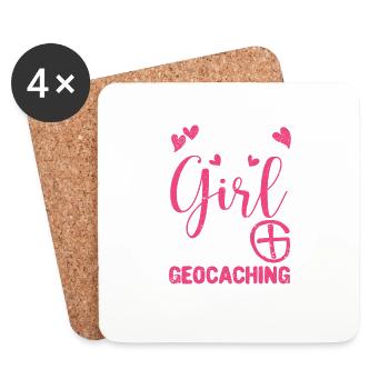 Juste une fille qui aime le géocaching Funny Geo - Dessous de verre (lot de 4) - blanc - Devant