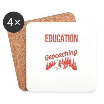 L’éducation est importante, mais la géocachette est toujours - Dessous de verre (lot de 4) - blanc - Devant