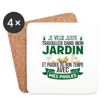 Je Veux Juste Travailler dans Mon Jardin Jardinier - Dessous de verre (lot de 4) - blanc - Devant