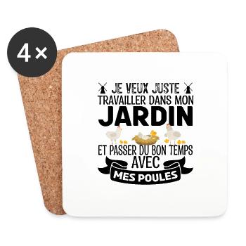 Je Veux Juste Travailler dans Mon Jardin Jardinier - Dessous de verre (lot de 4) - blanc - Devant