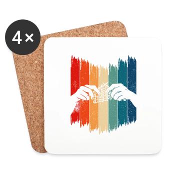 Retro Knitting Vintage Knitting - Coasters (set of 4) - white - Front