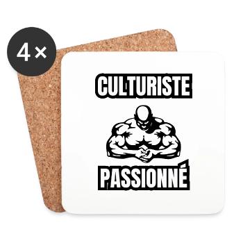 culturiste passionné - Dessous de verre (lot de 4) - blanc - Devant