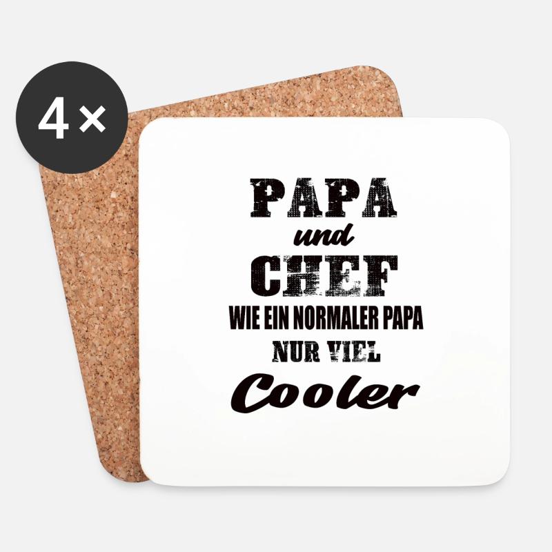 Papa und Chef - Untersetzer (4er-Set) - Weiß