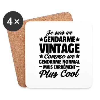 Je suis un gendarme vintage / cadeau gendarme - Dessous de verre (lot de 4) - blanc - Devant