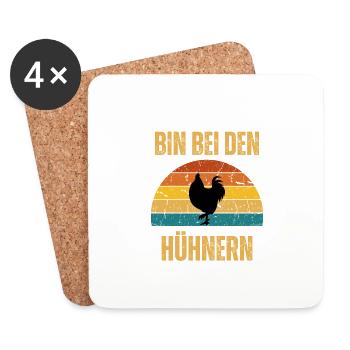 bin bei den Hühnern - Untersetzer (4er-Set) - Weiß - Vorne