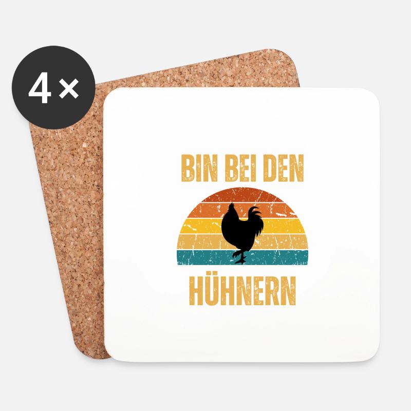bin bei den Hühnern - Untersetzer (4er-Set) - Weiß