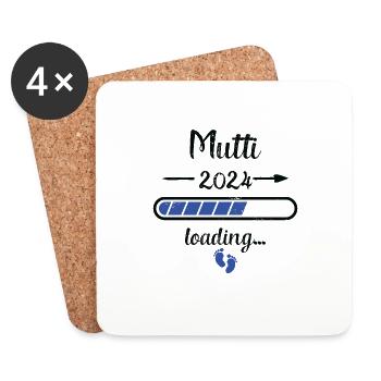 Mutti 2024 Loading Schwangerschaft Mutter Mutter - Untersetzer (4er-Set) - Weiß - Vorne