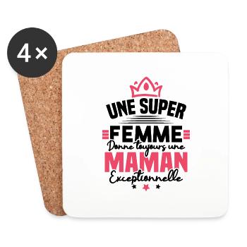 Une super femme donne une maman exceptionnelle - Dessous de verre (lot de 4) - blanc - Devant
