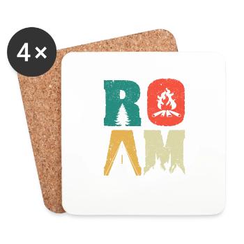 Roam Geocaching Nature Explorez Camping Vintage - Dessous de verre (lot de 4) - blanc - Devant