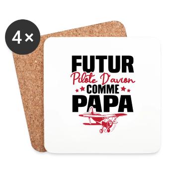 Futur Pilote d'avion comme Papa - Dessous de verre (lot de 4) - blanc - Devant