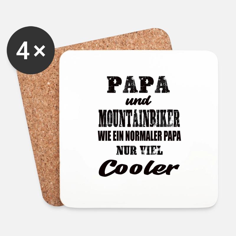Papa und Mountainbiker - Untersetzer (4er-Set) - Weiß