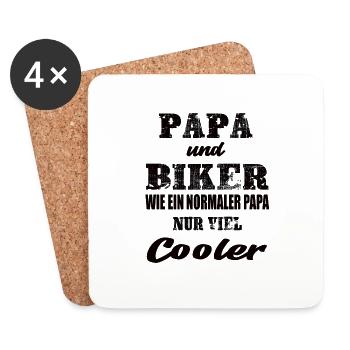 Papa und Biker - Untersetzer (4er-Set) - Weiß - Vorne