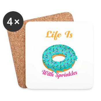 La vie est meilleure avec Sprinkles 16 - Dessous de verre (lot de 4) - blanc - Devant