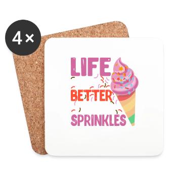 La vie est meilleure avec Sprinkles 17 - Dessous de verre (lot de 4) - blanc - Devant