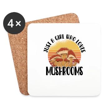 Cueilleur de champignons chasseur de champignons amateur de champignons champignons ferme - Dessous de verre (lot de 4) - blanc - Devant