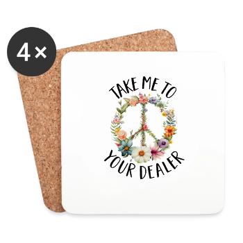 Hippie Peace Zeichen Frieden Blumen Blumenkind - Untersetzer (4er-Set) - Weiß - Vorne