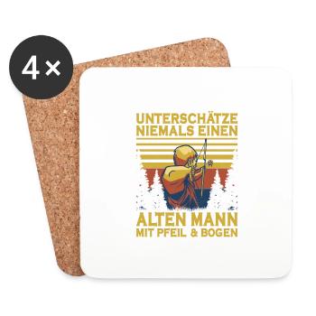 Unterschätze niemals einen Mann mit Pfeil & Bogen - Untersetzer (4er-Set) - Weiß - Vorne