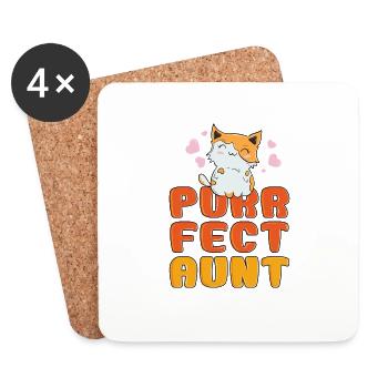 Purr Fect Aunt 3 - Untersetzer (4er-Set) - Weiß - Vorne