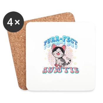 Purr Fact Auntie 1 - Untersetzer (4er-Set) - Weiß - Vorne