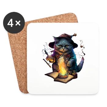 zauberkatze - Untersetzer (4er-Set) - Weiß - Vorne