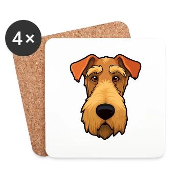 Airedale Terrier Head Cartoon Comic Dogs Love - Coasters (set of 4) - white - Front