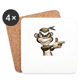 Gangster Monkey Graffity Hand Gun T-Shirt - Coasters (set of 4) - white - Front