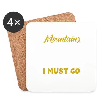 Les montagnes m’appellent et je dois faire du géocaching - Dessous de verre (lot de 4) - blanc - Devant