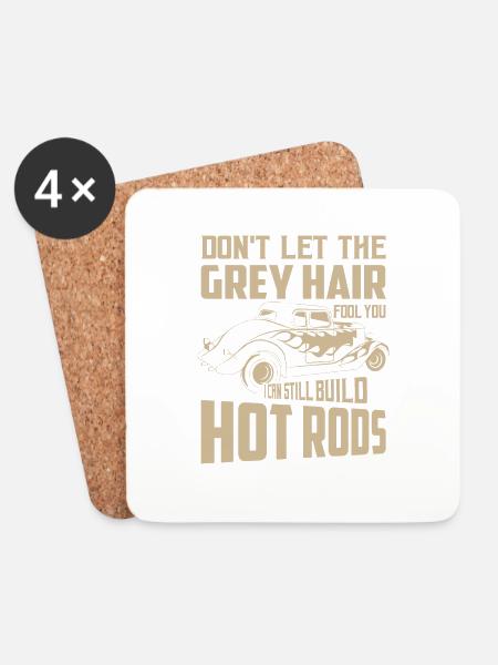 I Can Still Build Hot Rods Retro Classic Cars - Coasters (set of 4) - white