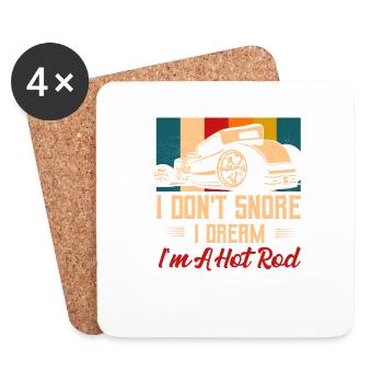 I Don't Snore I Dream I'm A Hot Rod Retro Classic - Untersetzer (4er-Set) - Weiß - Vorne
