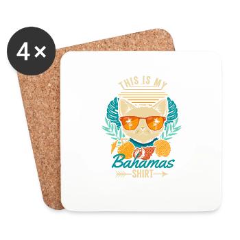 Ceci est ma chemise Bahamas Cool Retro Cat Summer - Dessous de verre (lot de 4) - blanc - Devant