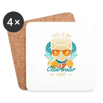 Ceci est ma chemise Clearwater Cool Retro Cat - Dessous de verre (lot de 4) - blanc - Devant