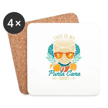 Ceci est ma Punta Cana Shirt Retro Cat Dominican - Dessous de verre (lot de 4) - blanc - Devant