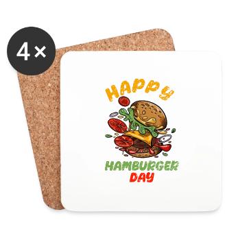 J’adore la restauration rapide, les hamburgers et les frites - Dessous de verre (lot de 4) - blanc - Devant