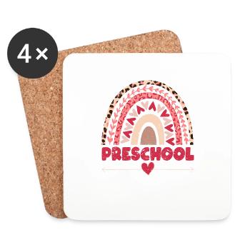 Vorschule Lehrer Regenbogen Student zurück - Untersetzer (4er-Set) - Weiß - Vorne