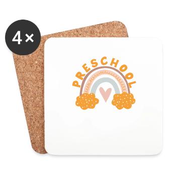 Preschool Teacher Rainbow Student Back - Coasters (set of 4) - white - Front