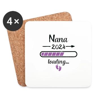 Nana 2024 Loading Schwangerschaft Großmutter - Untersetzer (4er-Set) - Weiß - Vorne