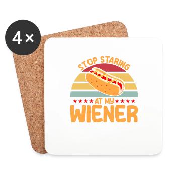 Stop staring at my sausage Hot Dog Geschen - Coasters (set of 4) - white - Front