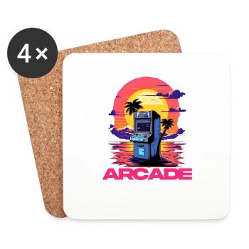 Game Over Arcade-Stil Retro Konsolen-Controller - Untersetzer (4er-Set) - Weiß - Vorne