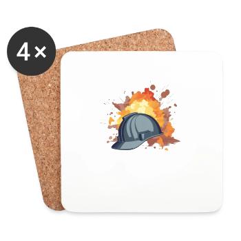 Bauleiter Bauarbeiter Kostüm Bauaurbeiterhelm Helm - Untersetzer (4er-Set) - Weiß - Vorne