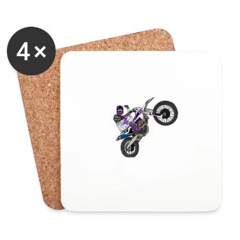 Motocross / Enduro / Freestyle mx / Dirtbike retro - Coasters (set of 4) - white - Front