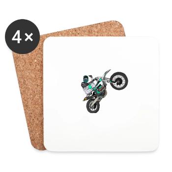 Motocross / Enduro / Freestyle mx / Dirtbike rétro - Dessous de verre (lot de 4) - blanc - Devant