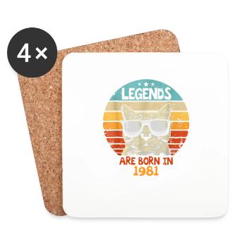 Les légendes sont nées en 1981 Anniversaire Cadeau - Dessous de verre (lot de 4) - blanc - Devant