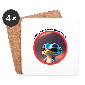 Sein kein Fisch! Sei ein Frosch - Untersetzer (4er-Set) - Weiß - Vorne