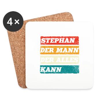 Stephan Der Mann Der Alles Kann Vorname Stephan - Untersetzer (4er-Set) - Weiß - Vorne