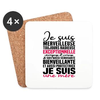 Je suis merveilleuse, je suis une mère - Dessous de verre (lot de 4) - blanc - Devant